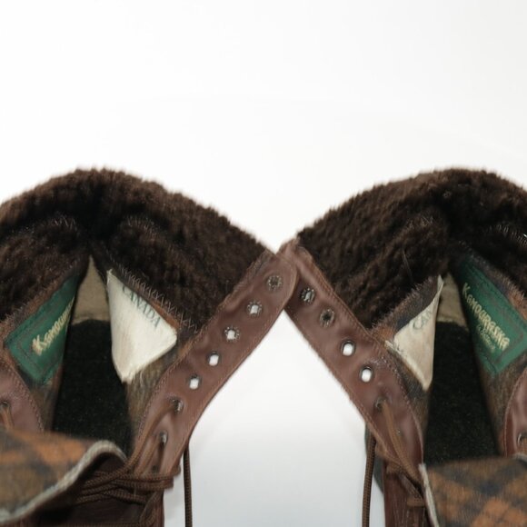 VTG Kamouraska Boot Size 6 Brown Suede Block Heel Lace Up Fur Collar Bootie - Picture 9 of 13